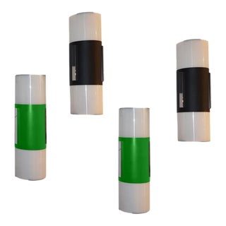 1960 Italian Black / 2 Forest Green & White Tall Ceiling / Wall Lights - Set of 4 For Sale