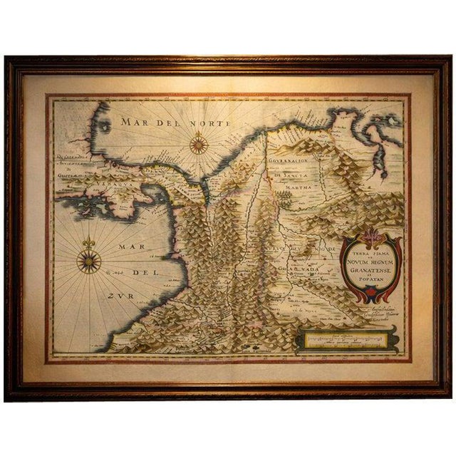 Antique Map of New Granada & Popayán from Blaeu, 1642 For Sale