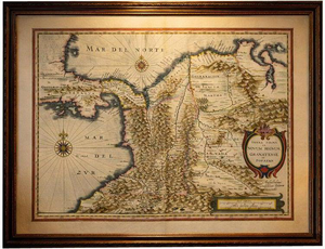 Antique Map of New Granada & Popayán from Blaeu, 1642