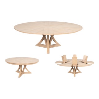 Round Casual Jupe Table With Natural Bleached Oak Finish by Sarreid 54201-Bo For Sale