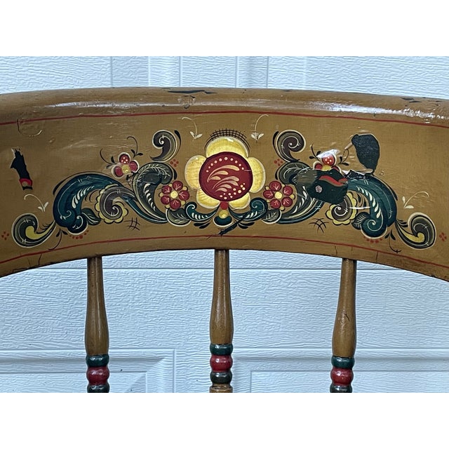 Late 18th Century Pair of Late 18th–Early 19th Century Swedish Folk Art Painted Armchairs (Allmoge), Signed “Rykken” For Sale - Image 5 of 18