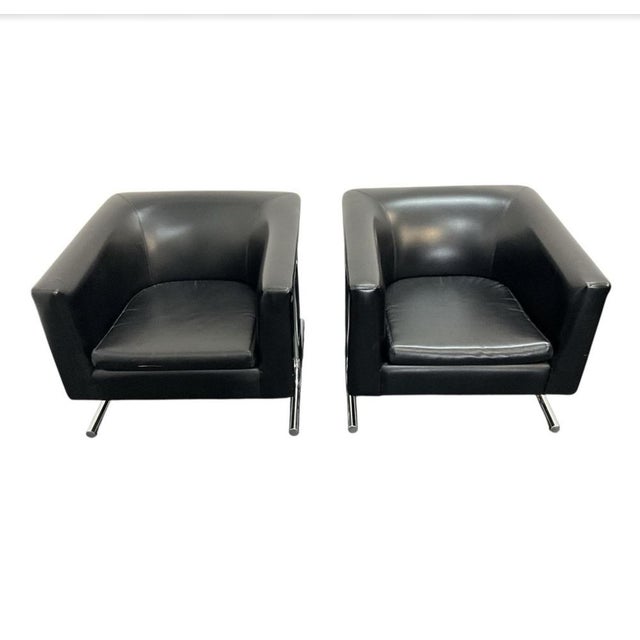 Bauhaus Art Deco Lounge Chairs in Vinyl Leather, 1940s, Set of 2 For Sale - Image 6 of 18
