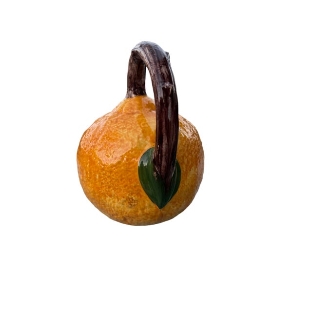 Vintage Italian Ceramic Orange Pitcher For Sale In Greenville, SC - Image 6 of 6