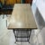 Mid Century Formica Top Iron Mesh Student Desk Built in Lamp With Matching Chair For Sale - Image 4 of 12