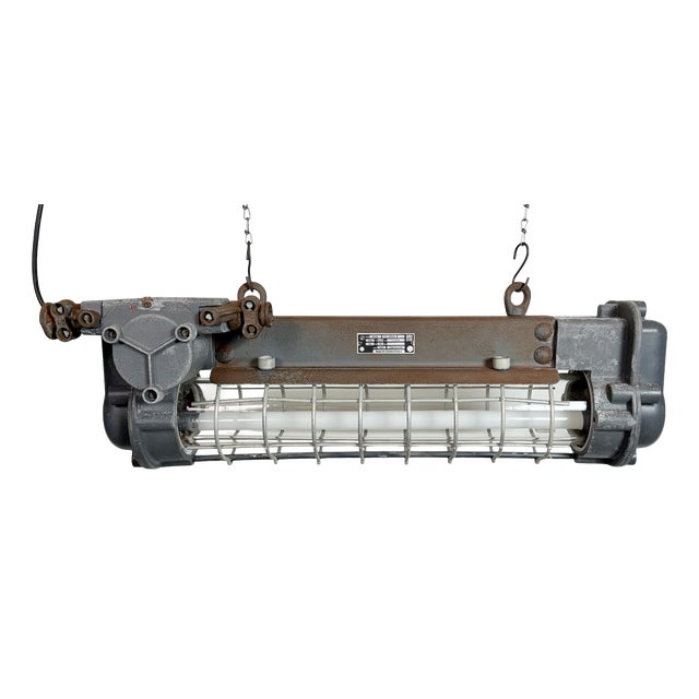 Industrial Grey Hanging Tube Light from Elektrosvit, 1970s For Sale