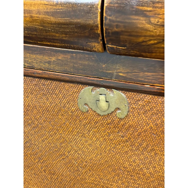 Asian Wooden Storage Bench + Cane Panels, Vintage For Sale - Image 9 of 12