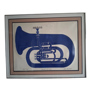 Original Artist Proof Pop Art Painting by Jean Sariano "Handel With Care" 1980, Framed
