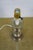 Vintage Brass Colonial Candlestick Crewel Shade Vanity Boudoir Lamp 19" For Sale - Image 4 of 14