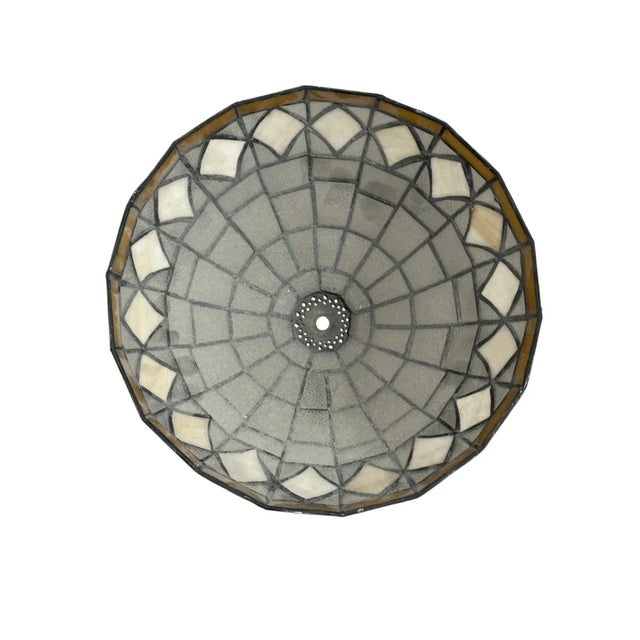 Vintage Tifany Style Geometric Design Stained Glass Shade For Sale - Image 4 of 4