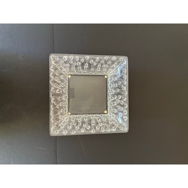 1930s 1930s Lalique "Roses" Square Bowl, Featuring a Frosted Crystal Exterior Adorned With a Detailed Relief Pattern of Rose Blossoms and Trellises. For Sale - Image 5 of 8
