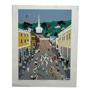 1970s May Day Festival Art Lithograph by Sally Caldwell Fisher 36/300 For Sale
