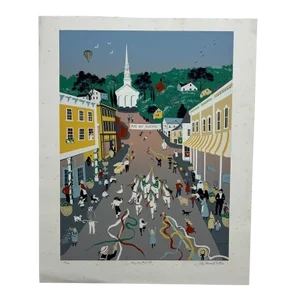 1970s May Day Festival Art Lithograph by Sally Caldwell Fisher 36/300