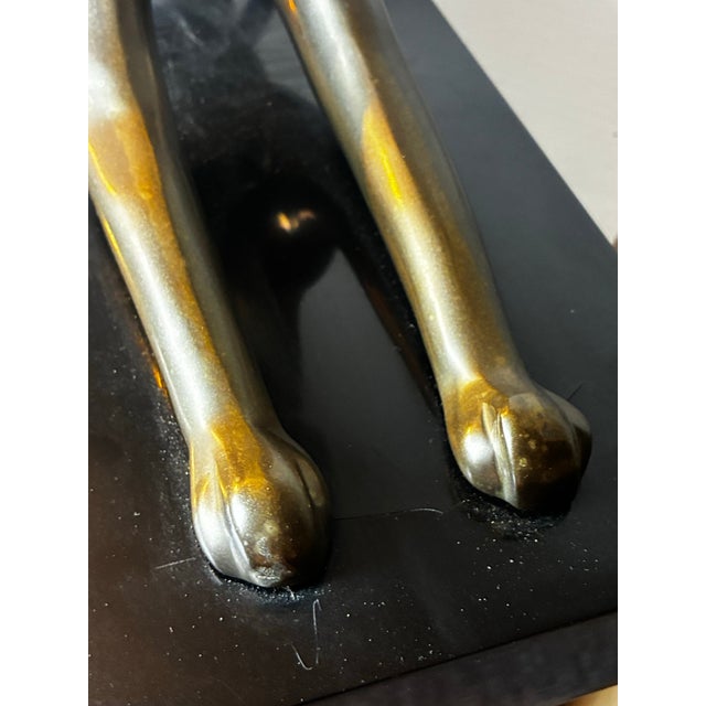 Ebony Vintage 1987 Solid Brass Panther Sculpture on Black Base – 23” Long, 14.8 LBS For Sale - Image 8 of 12