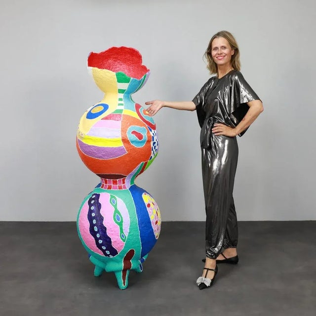 Multicolored Standing Sculpture, 1990s, Papier-Mâché For Sale - Image 4 of 8