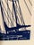 A striking vintage Marüshka nautical screen print featuring a collection of sailboat masts and rigging rendered in deep...