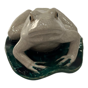 Vintage Italian Glazed Pottery Frog Sculpture