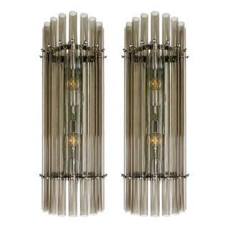 Smoked-Fumè Glass Pipes Wall Sconces by Simoeng for Simoeng, Set of 2 For Sale