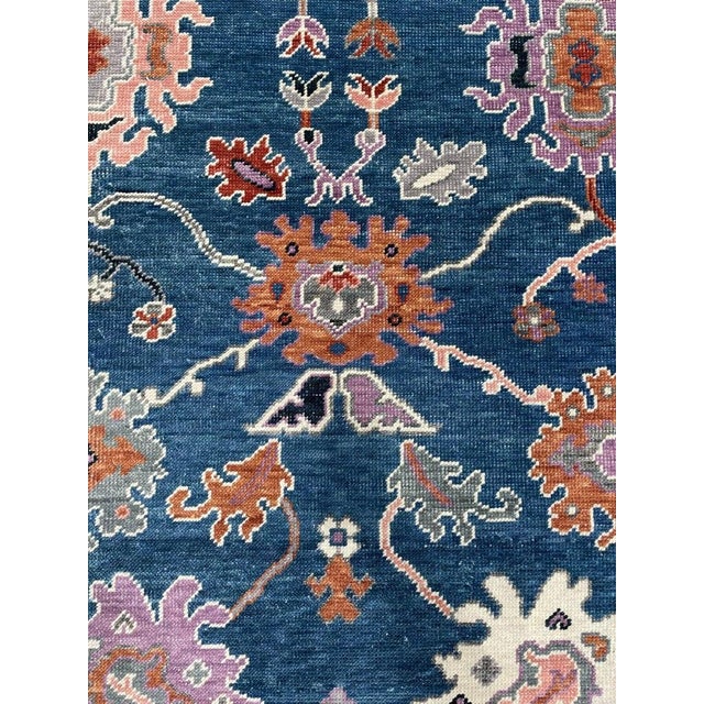 8x10 Blue Hand-Knotted Wool Serpentine Floral Classic Traditional Carpet Rug For Sale In New York - Image 6 of 7