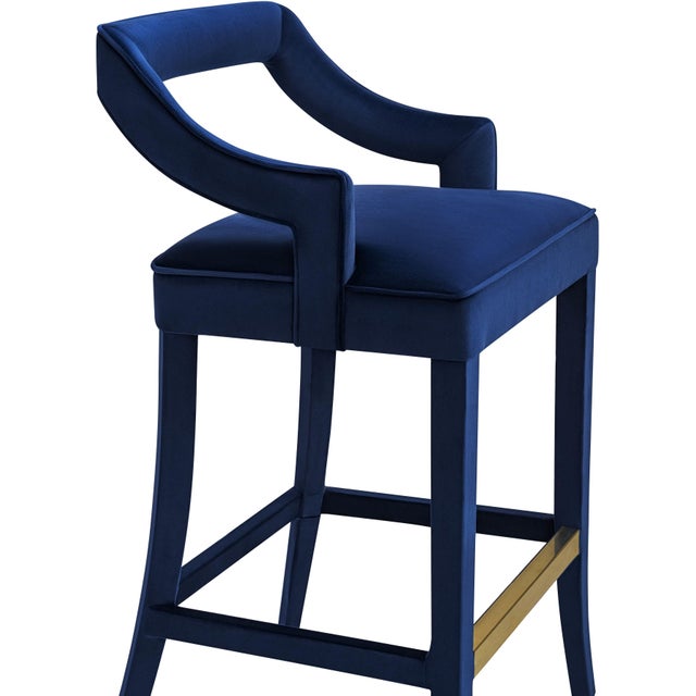 Tiffany Navy Velvet Counter Stool Chairish