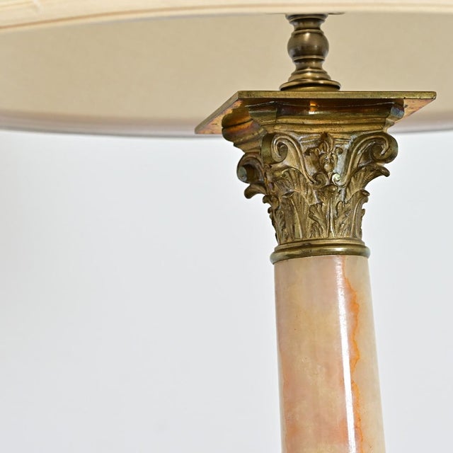 Orange 19th Century French Onyx & Brass Corinthian Column Table Lamp For Sale - Image 8 of 11