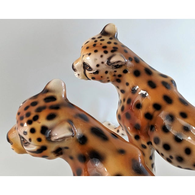 1970s Vintage Ceramic Cheetah Leopard Figurines - a Pair For Sale - Image 12 of 13