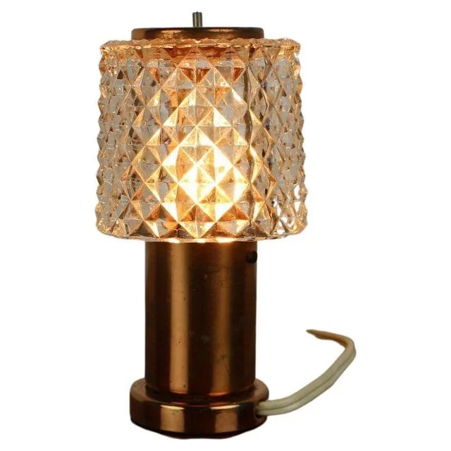 Made in Czechoslovakia. Made of glass, copper. With aged patina. 1xE14 or E15 socket. Re-polished. Fully functional....