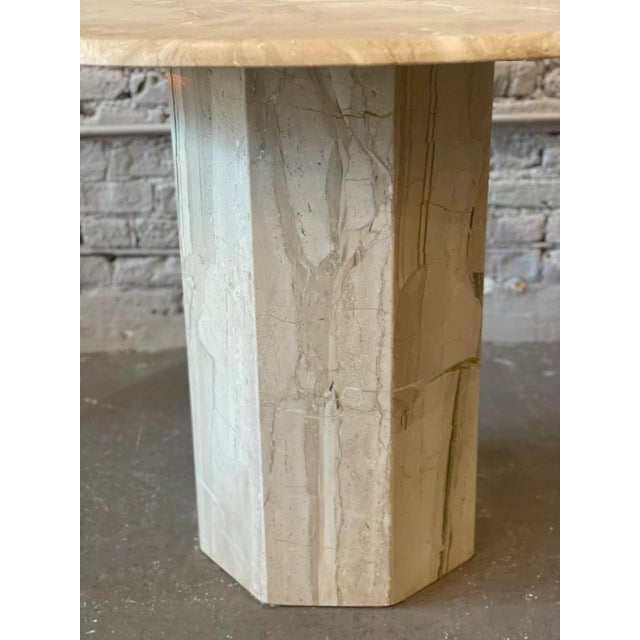 1980s 1980s Postmodern Vintage Travertine Round Dining/Entry Table Honed For Sale - Image 5 of 12