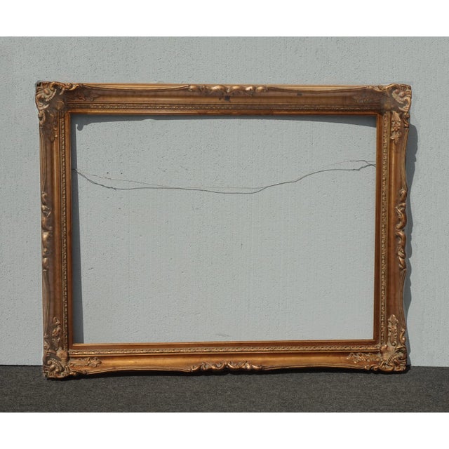 1990s Large 58"Tallx45 Vintage French Country Gold Ornate Picture Frame For Sale - Image 5 of 11