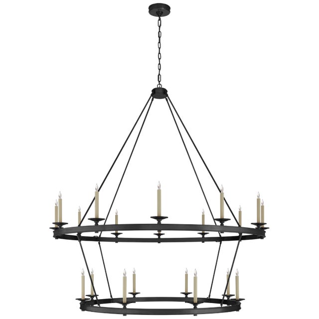 Launceton XXL Two Tiered Chandelier in Bronze Designer: Chapman & Myers Canopy: 6" Round Mounting: Chain Shade Detail: No...