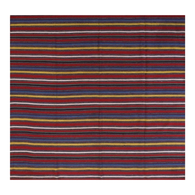 1900s Multicolor Striple Kilim Antique n.w. Persian Flat-Weave Rug 6' X 6'6" Wool Carpet For Sale