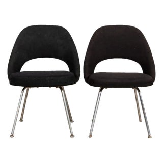 Black 1970's Attributed to Saarinen for Knoll Executive Armless Chairs- A Pair For Sale