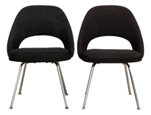Black 1970's Attributed to Saarinen for Knoll Executive Armless Chairs- A Pair