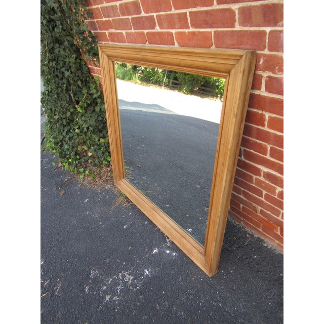 1880's English Antique Reclaimed Yellow Pine Wall Mirror For Sale - Image 6 of 6