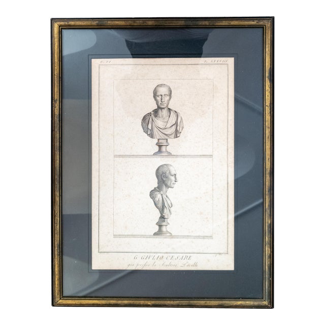 18th Century Italian Neo-Classical Engraving Print of Julius Caesar Bust by Giovanni Folo For Sale
