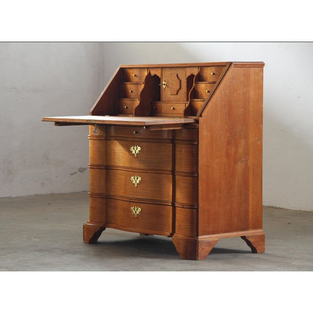 1960s Vintage Oak Fold Down Secretary Bureau in Style of Kjærnulf, 1960s For Sale - Image 5 of 18