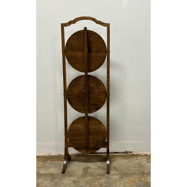 Edwardian English Oak Muffin Stand For Sale - Image 4 of 8