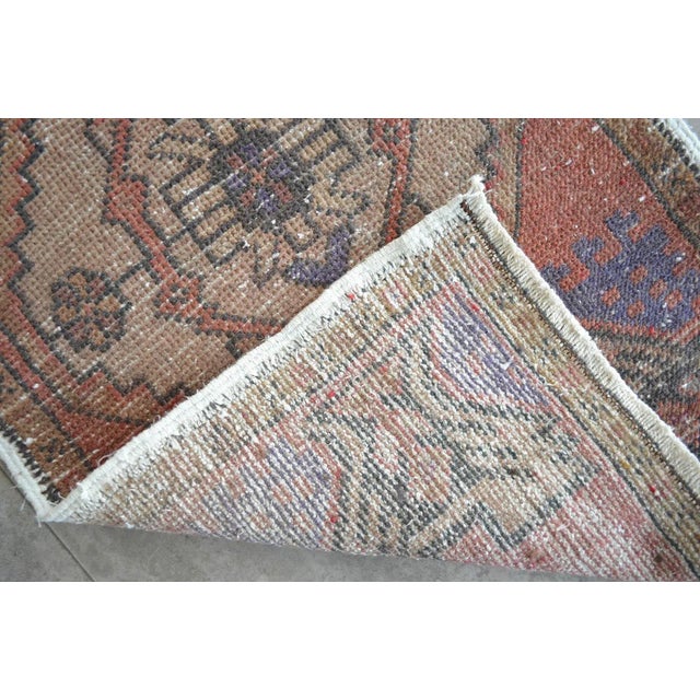 Hand Made Oushak Mat Rug Distressed Small Rug Kitchen Mat - 1'8" X 2'12" For Sale - Image 6 of 7
