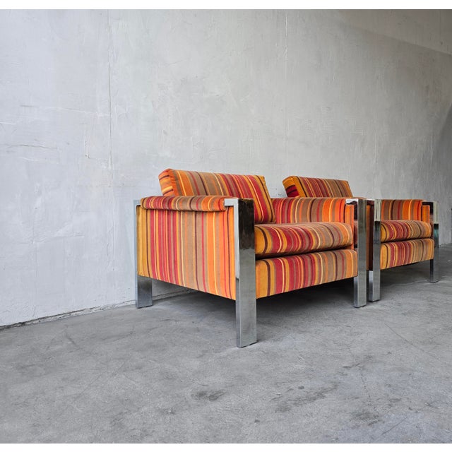 Pair of Milo Baughman Cube Chrome Lounge Chairs For Sale In Las Vegas - Image 6 of 10