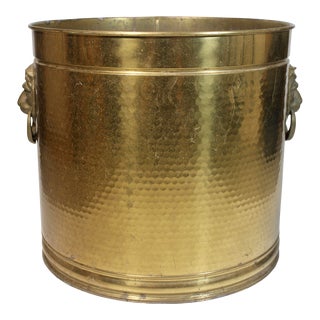 Extra Large English Hammered Brass Planter For Sale