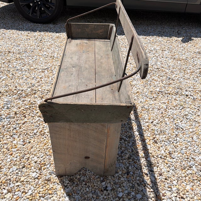 Rustic Rustic Wood Antique Carriage Bench For Sale - Image 3 of 11