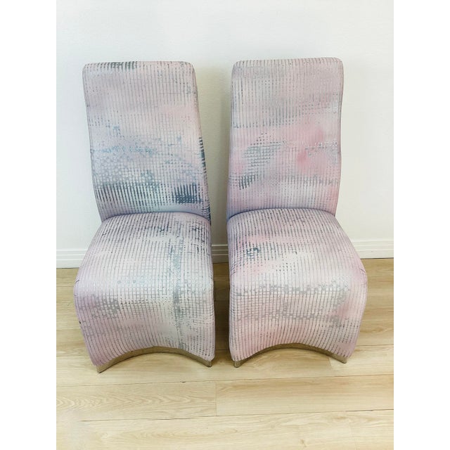 Textile Vintage 1980s Kagan Style Sculptural Armless Set of 8 Dining Chairs For Sale - Image 7 of 14