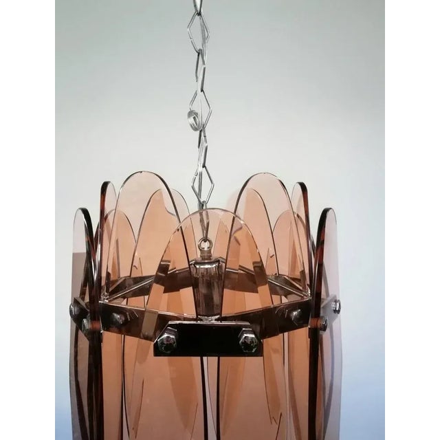 Mid-Century Modern Italian Ground Pink Glass Pendant Lamp from Veca For Sale - Image 12 of 16
