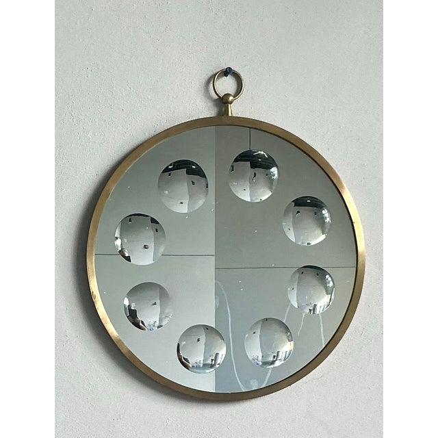 Vintage Italian Convex Circles Mirror After Fornasetti For Sale - Image 9 of 9