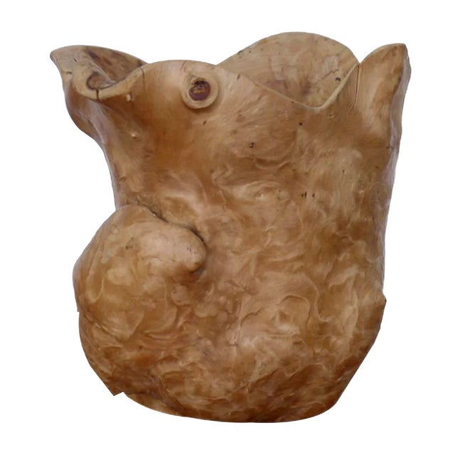 Hand Carved Burl Wood Jug, 1970s For Sale