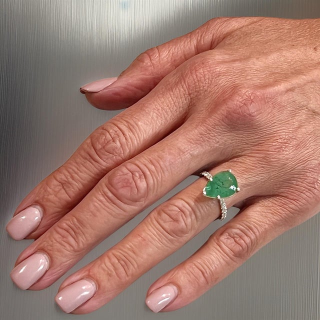 Natural Emerald Diamond Ring 6.5 14k WG 4.62 TCW Certified For Sale - Image 11 of 18