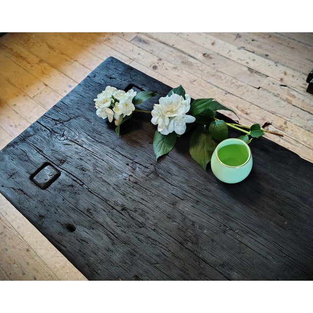 2020s Yakisugi Coffee Table — Reclaimed Barnwood, Shou Sugi Ban Finish, Lower Shelf, Handmade Western Ny For Sale - Image 5 of 8