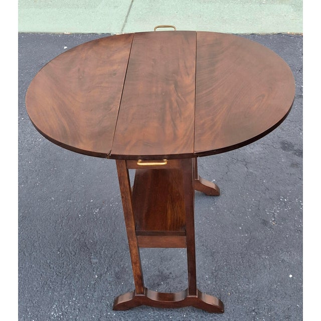 Brown Pair of Biggs Furniture Regency Style Mahogany Drop-Leaf Serving Tables For Sale - Image 8 of 13
