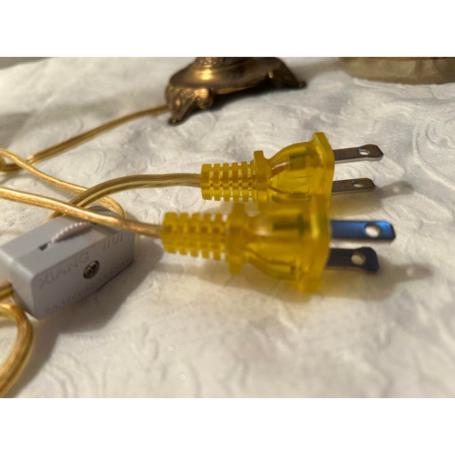 Early 20th Century Pair Small Early 20th Century Brass Candlestick Lamps For Sale - Image 5 of 5