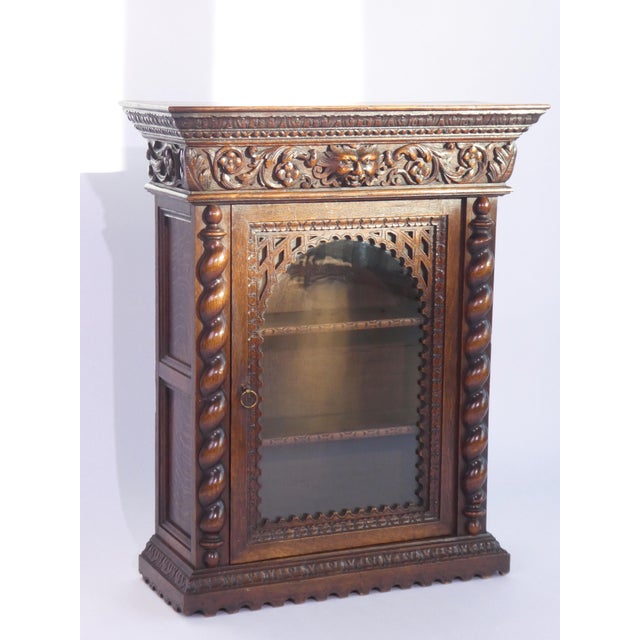 Antique Victorian Hand-Carved Wooden Display Cabinet, 1920s For Sale - Image 10 of 14