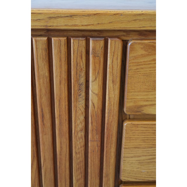 Brown Vintage Solid Oak Dresser - Mid Century Style Wooden Lowboy 1980s For Sale - Image 8 of 10
